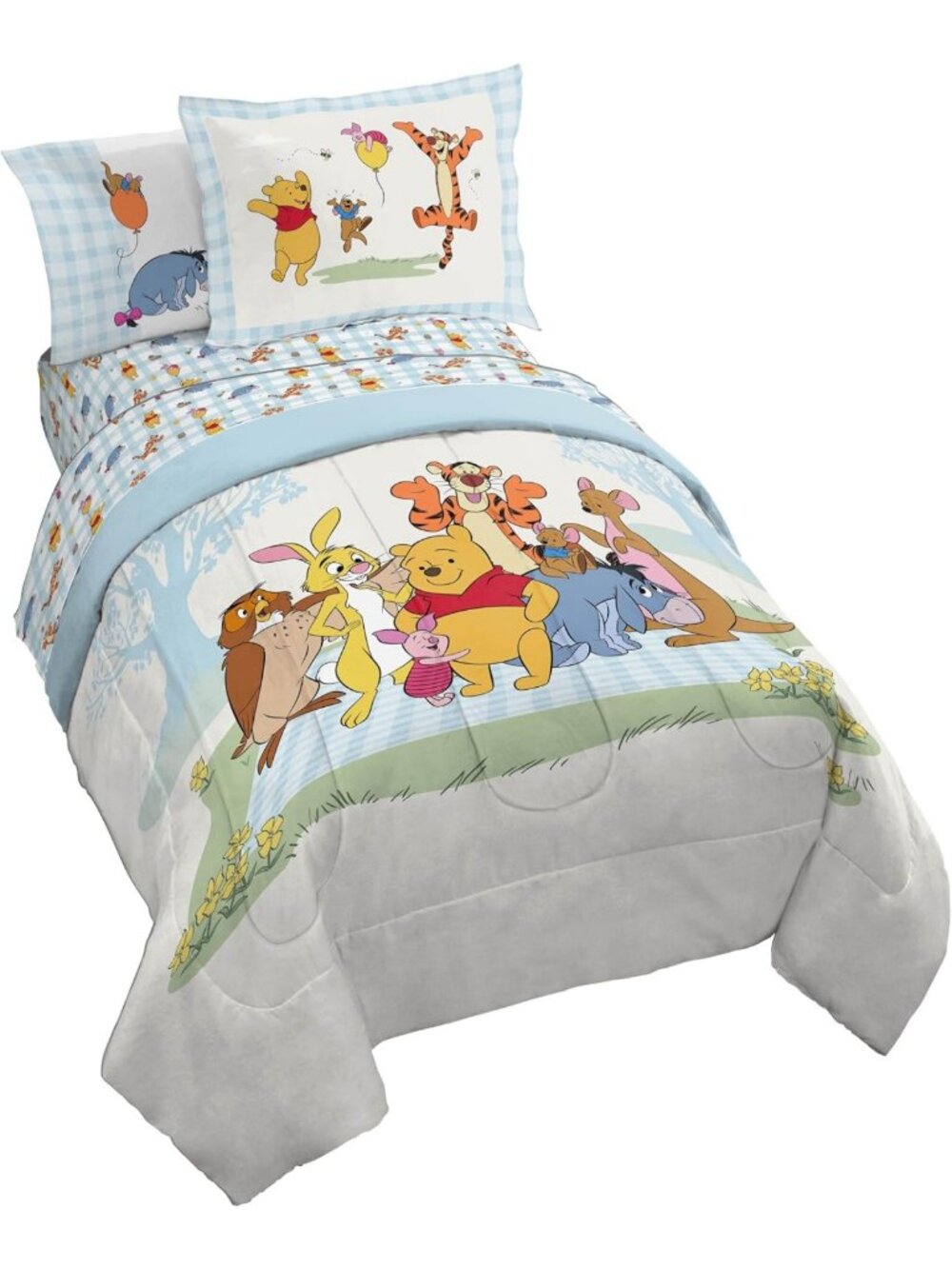 Cozy Winnie the Pooh Twin Comforter Set - 5 Piece Kids Bedding, Soft White